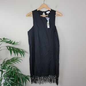 NWT Mud Pie | Black Fringe Hem Tank Dress Size Medium